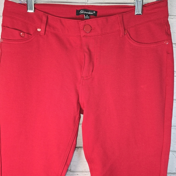 Shinestar Red Skinny Pants STRETCH CUFFED ANKLE POCKETS WOMENS SIZE 1X - Picture 7 of 7